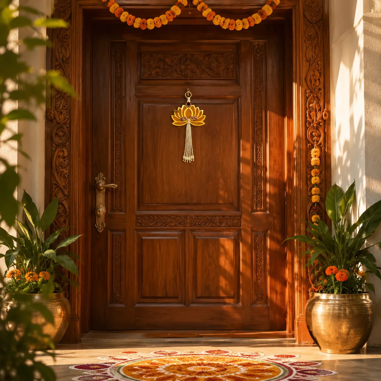 Handmade Lotus Shubh Labh Hanging – Decorative Door & Wall Décor for Home