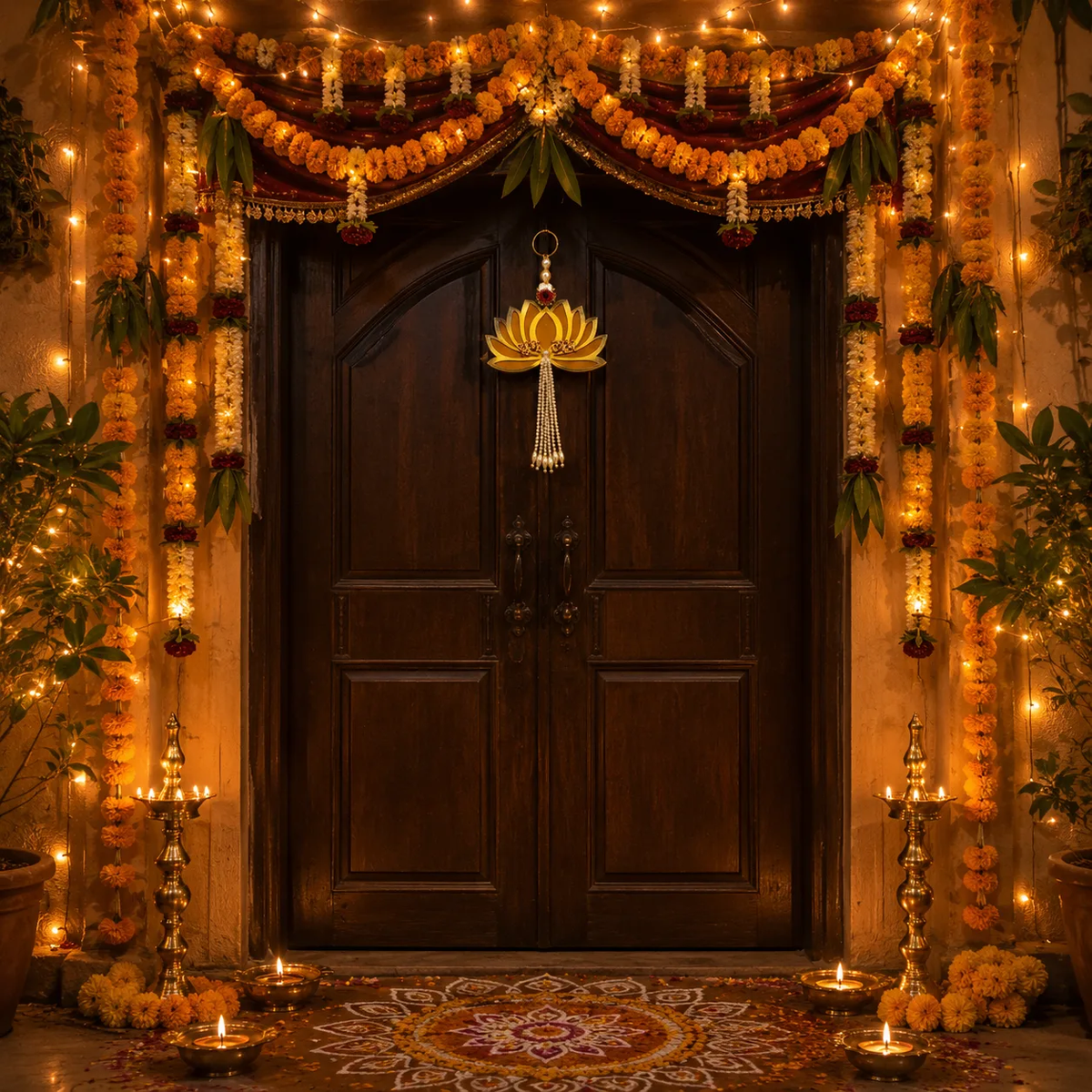 Handmade Lotus Shubh Labh Hanging – Decorative Door & Wall Décor for Home