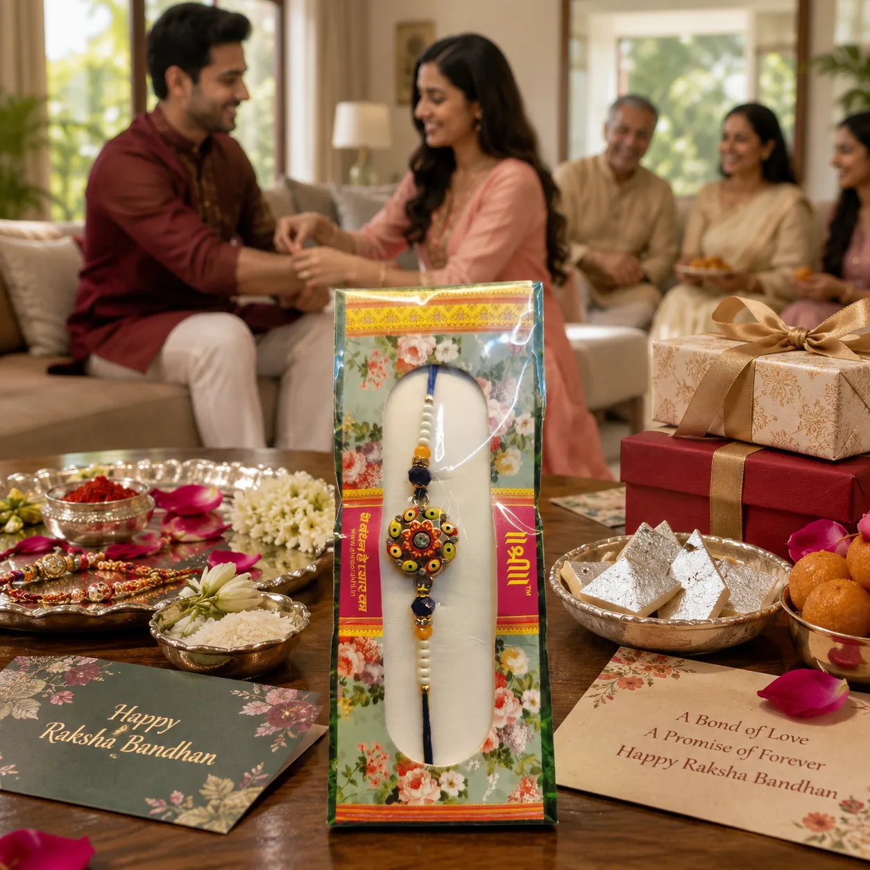 Premium Designer Evil Eye Floral Rakhi Pack of 2