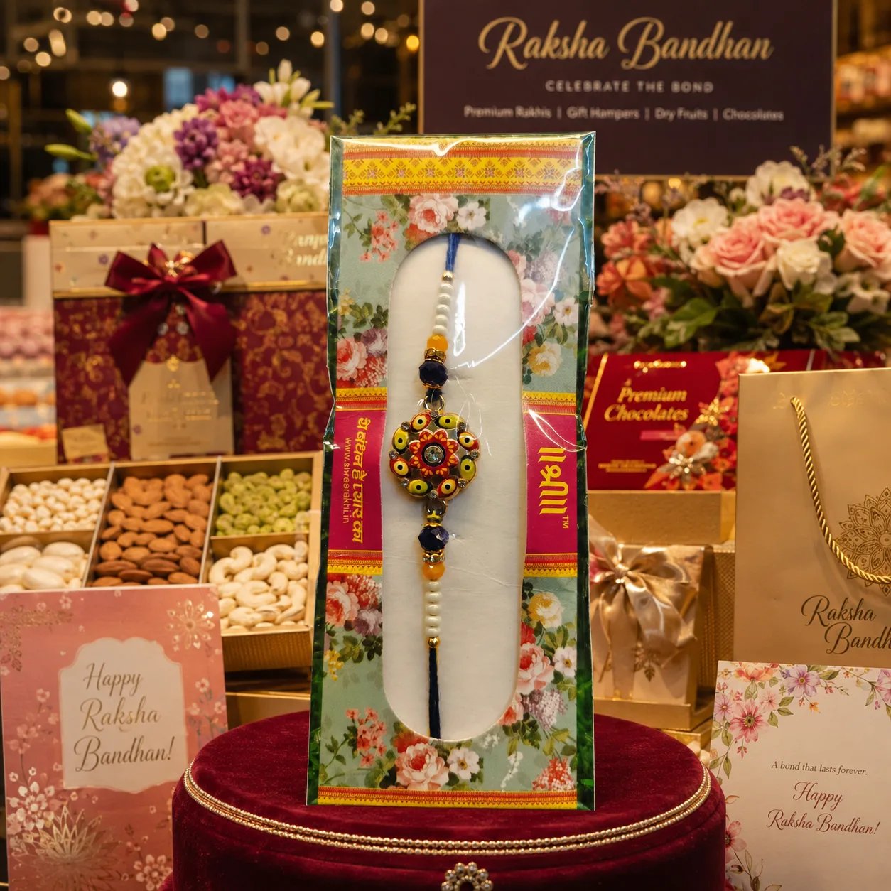 Premium Designer Evil Eye Floral Rakhi Pack of 2