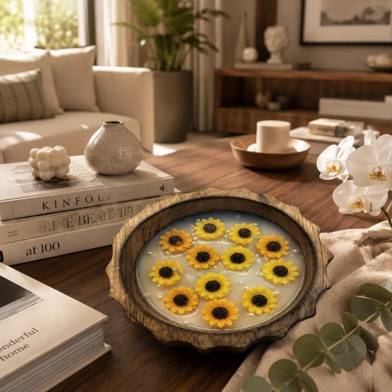 Sunflower Soy Wax Wooden Urli