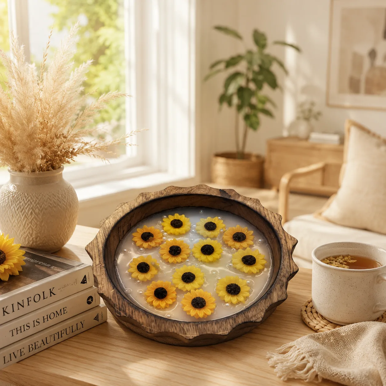 Sunflower Soy Wax Wooden Urli