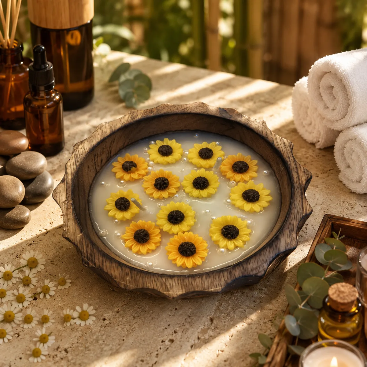 Sunflower Soy Wax Wooden Urli