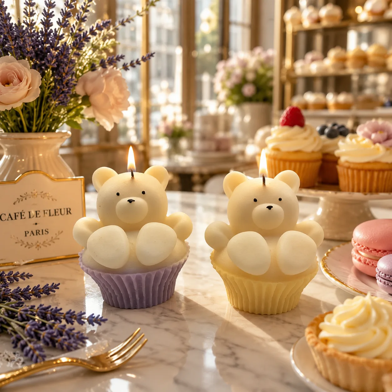 Handmade Teddy Bear Cupcake Scented Soy Wax Candle