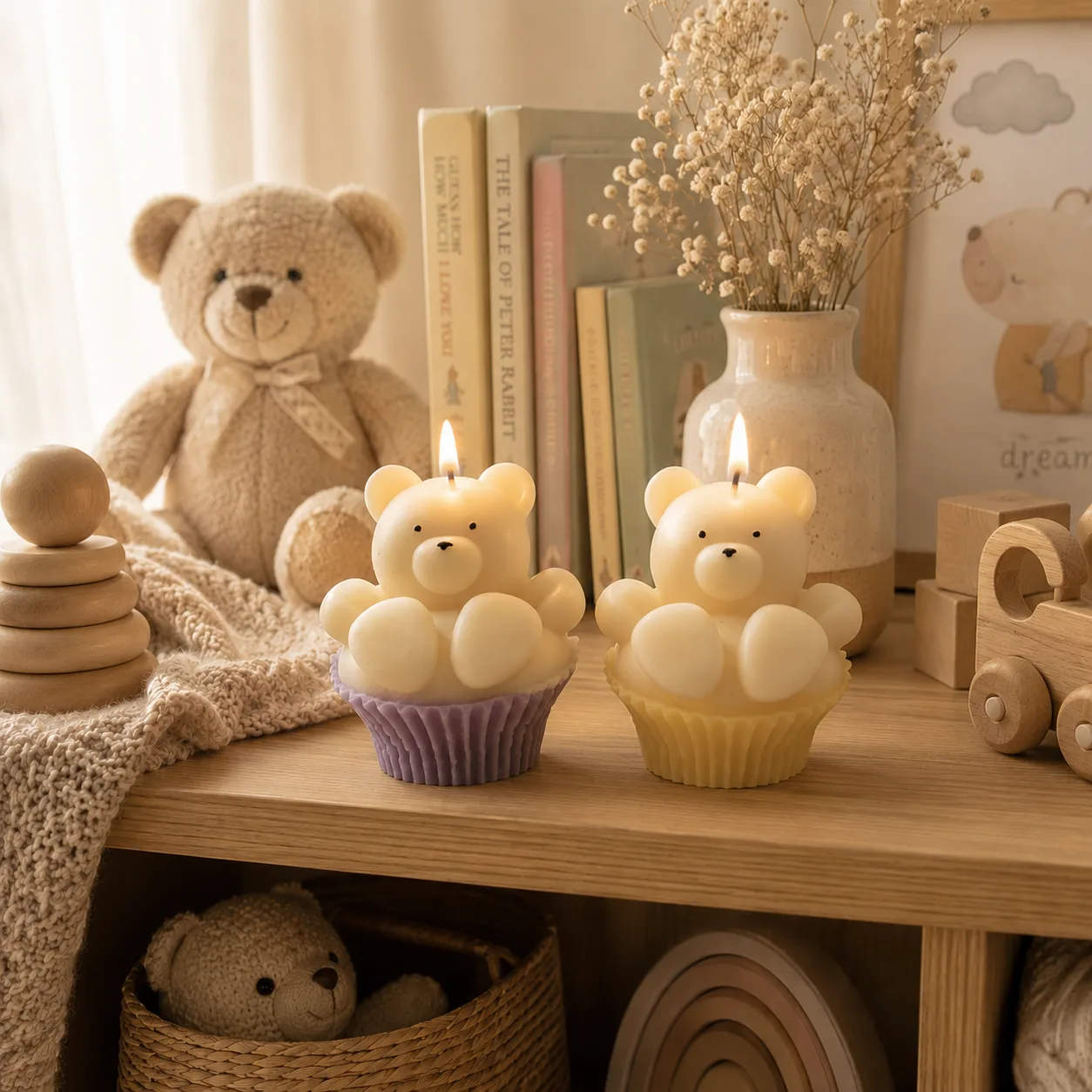 Handmade Teddy Bear Cupcake Scented Soy Wax Candle
