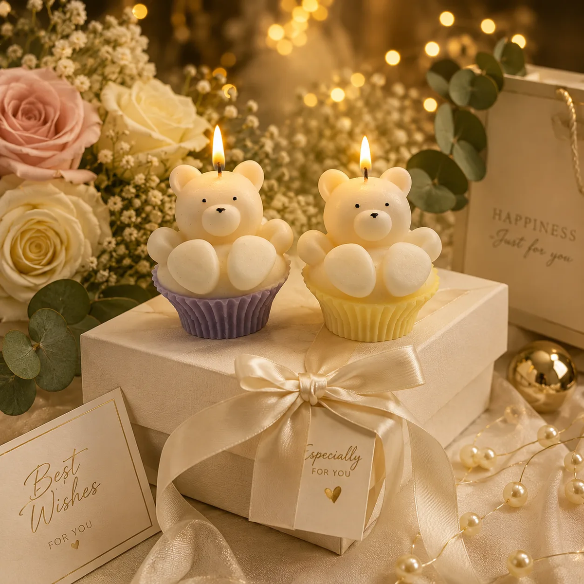 Handmade Teddy Bear Cupcake Scented Soy Wax Candle