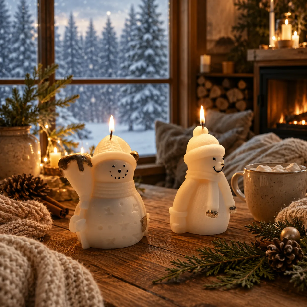 Handmade Snowman & Polar Bear Scented Soy Wax Candle Set