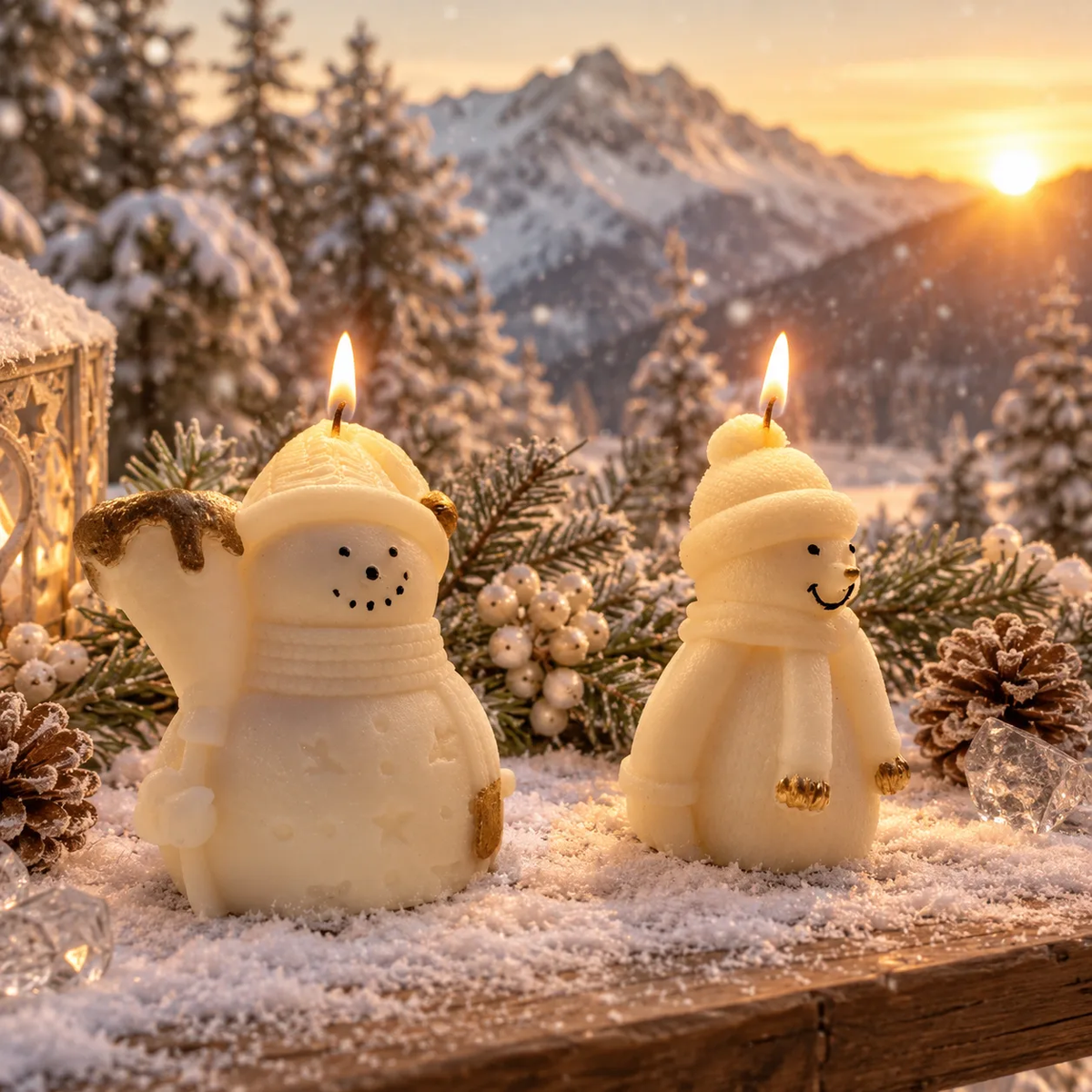 Handmade Snowman & Polar Bear Scented Soy Wax Candle Set
