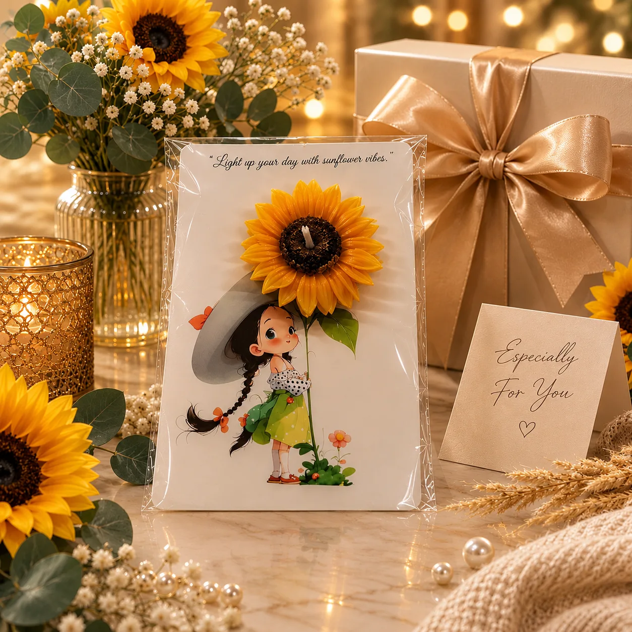 Handmade Sunflower Scented Soy Wax Candle 2pc