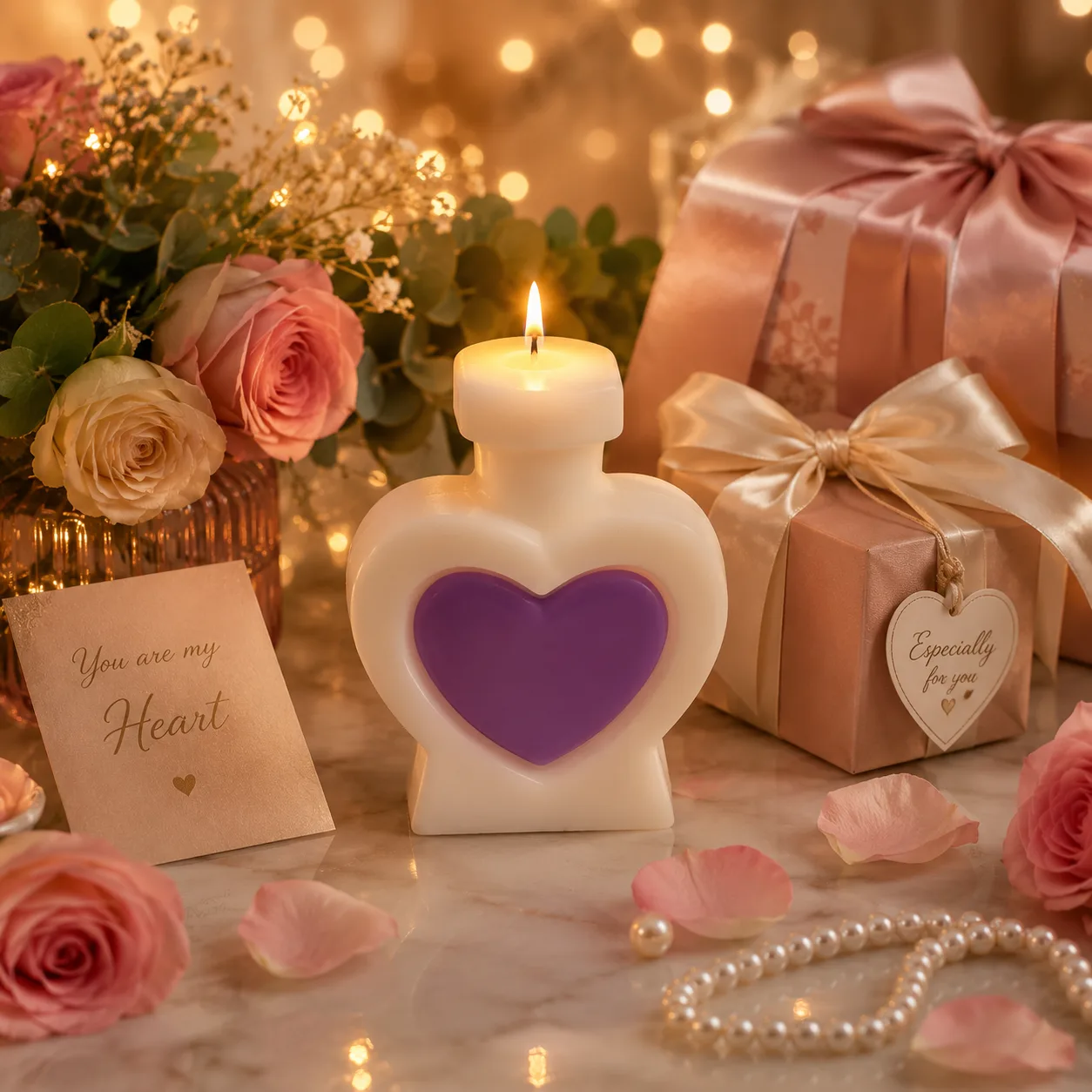 Handmade Heart Perfume Bottle Shape Scented Soy Wax Candle 1pc