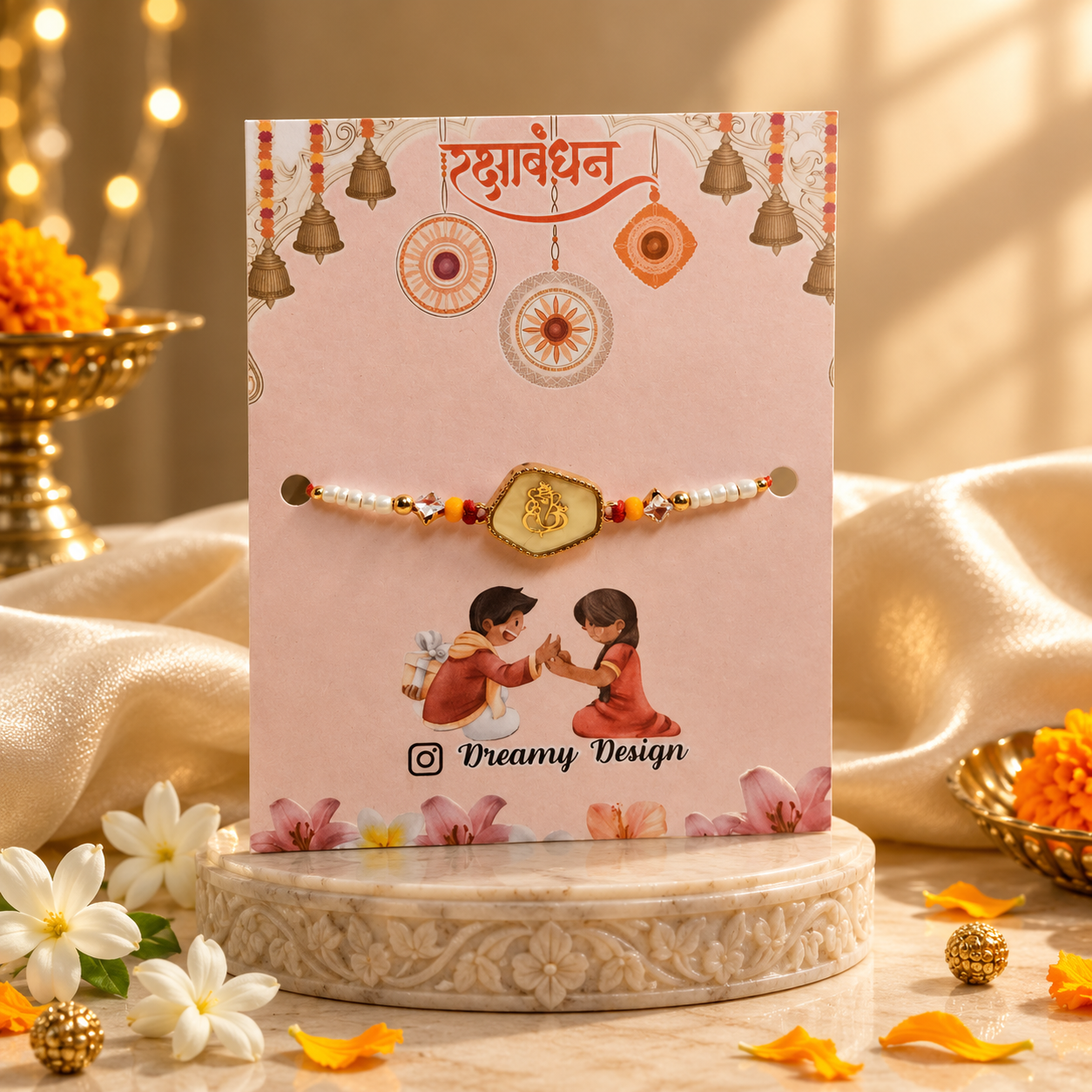 Dreamy Design Ganesha Rakhi for Brother Pack of 2