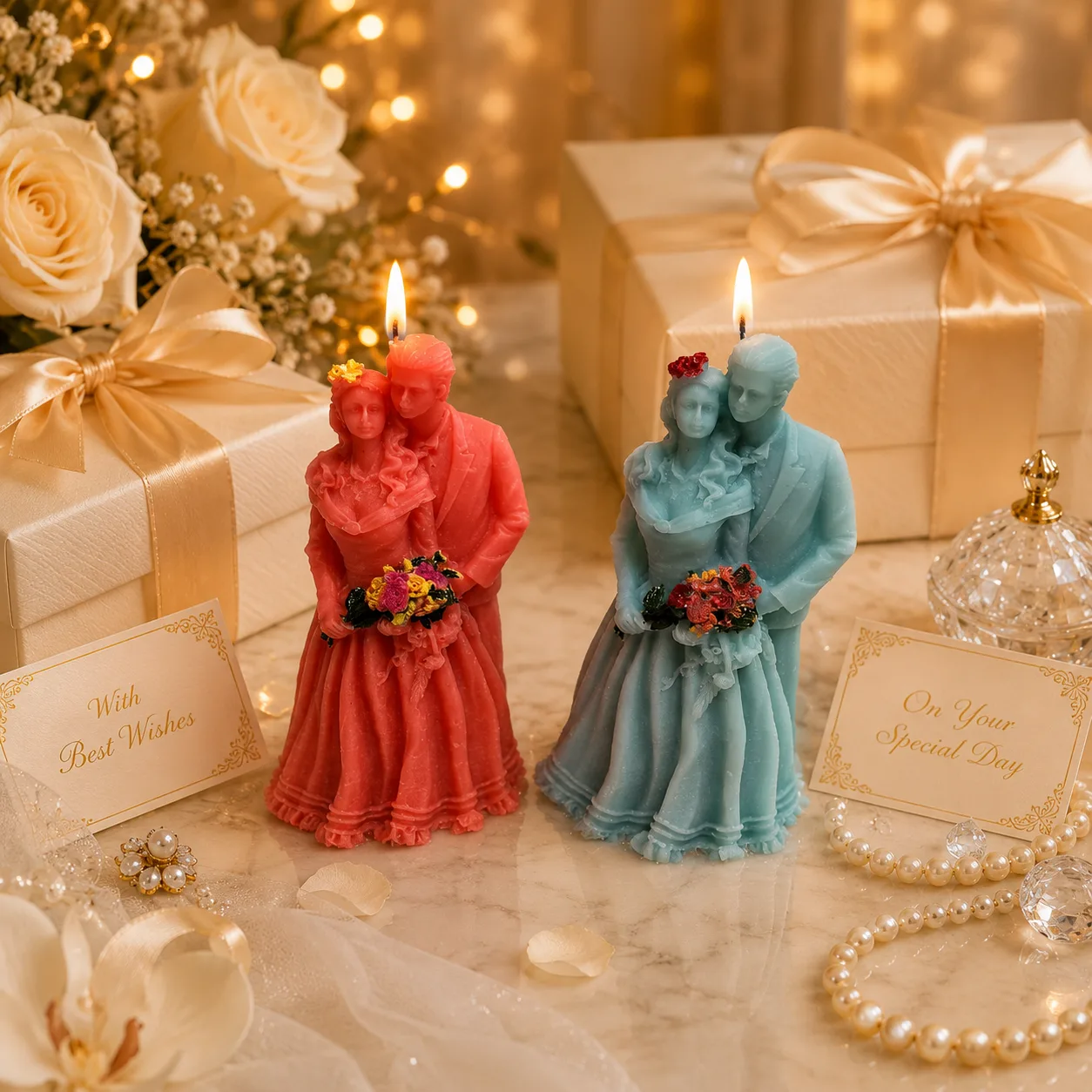 Handmade Bride & Groom Scented Soy Wax Candle 1pc