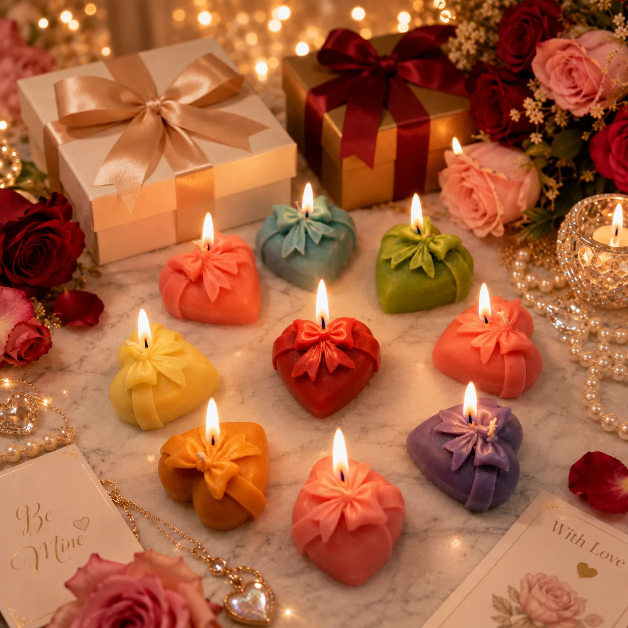Handmade Heart Gift Box Scented Soy Wax Candle 2pcs