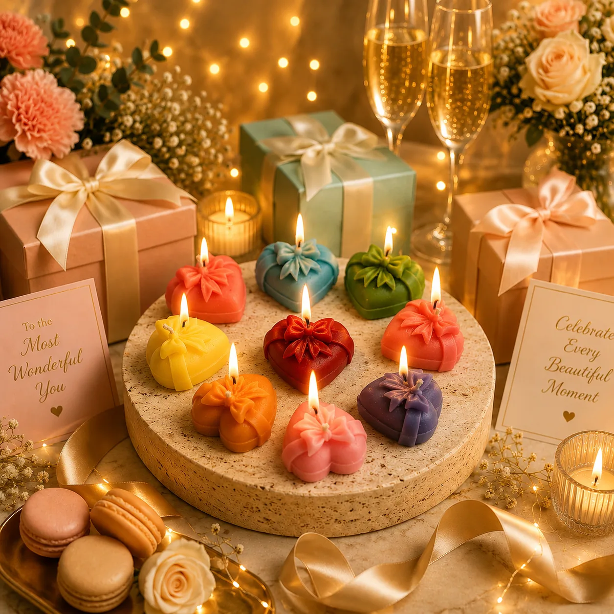 Handmade Heart Gift Box Scented Soy Wax Candle 2pcs