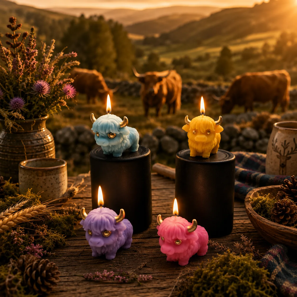 Handmade Highland Cow Scented Soy Wax Candle 2pcs