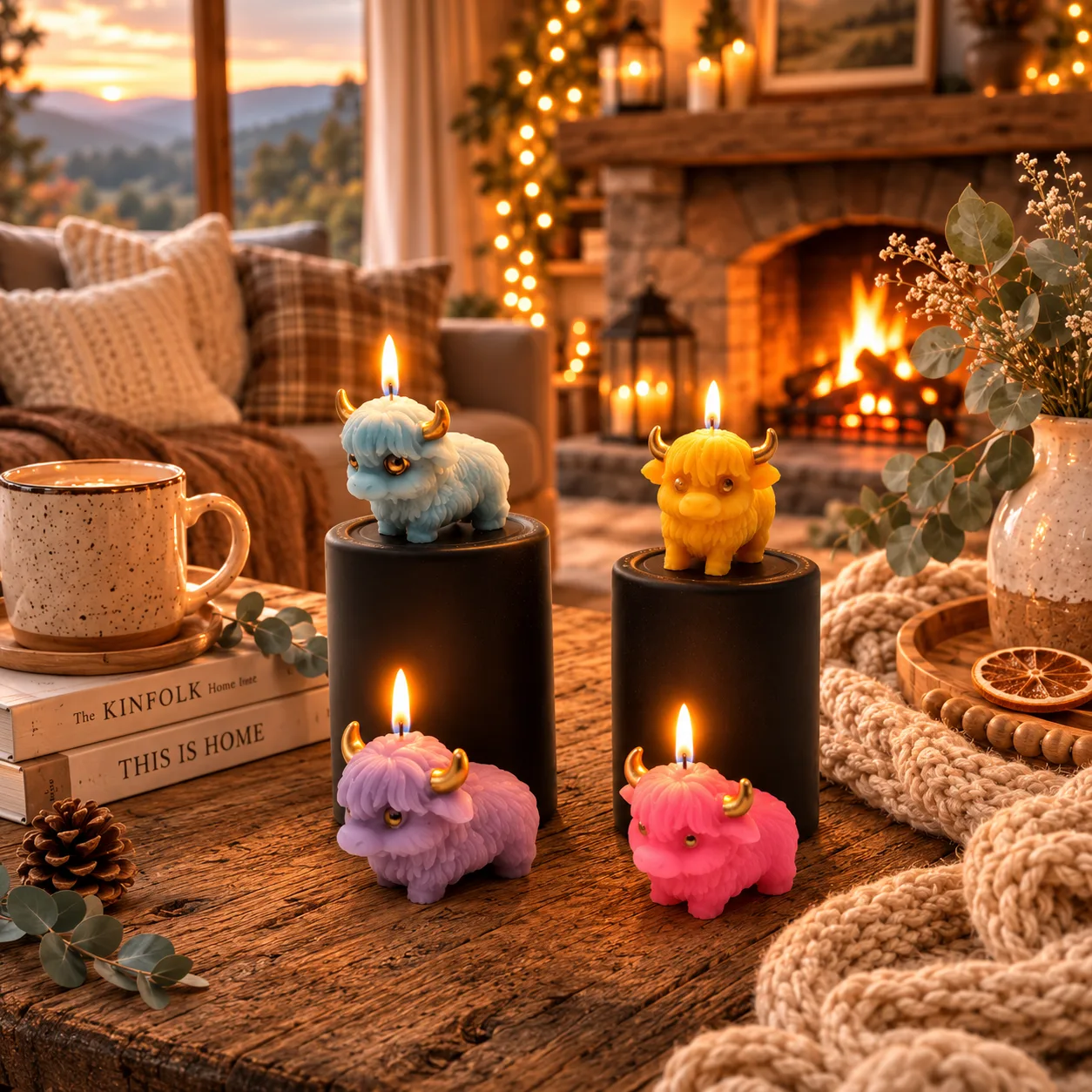 Handmade Highland Cow Scented Soy Wax Candle 2pcs