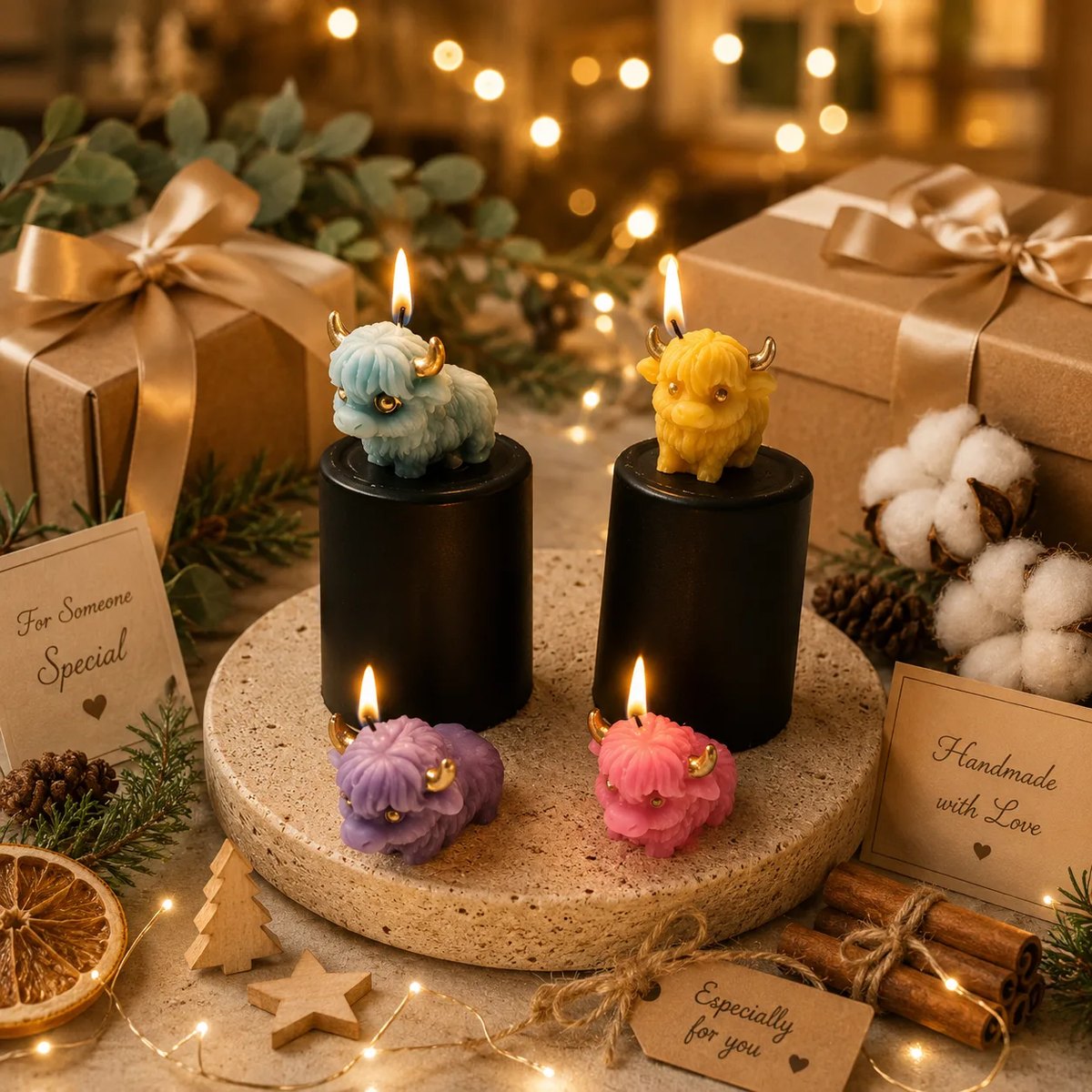 Handmade Highland Cow Scented Soy Wax Candle 2pcs