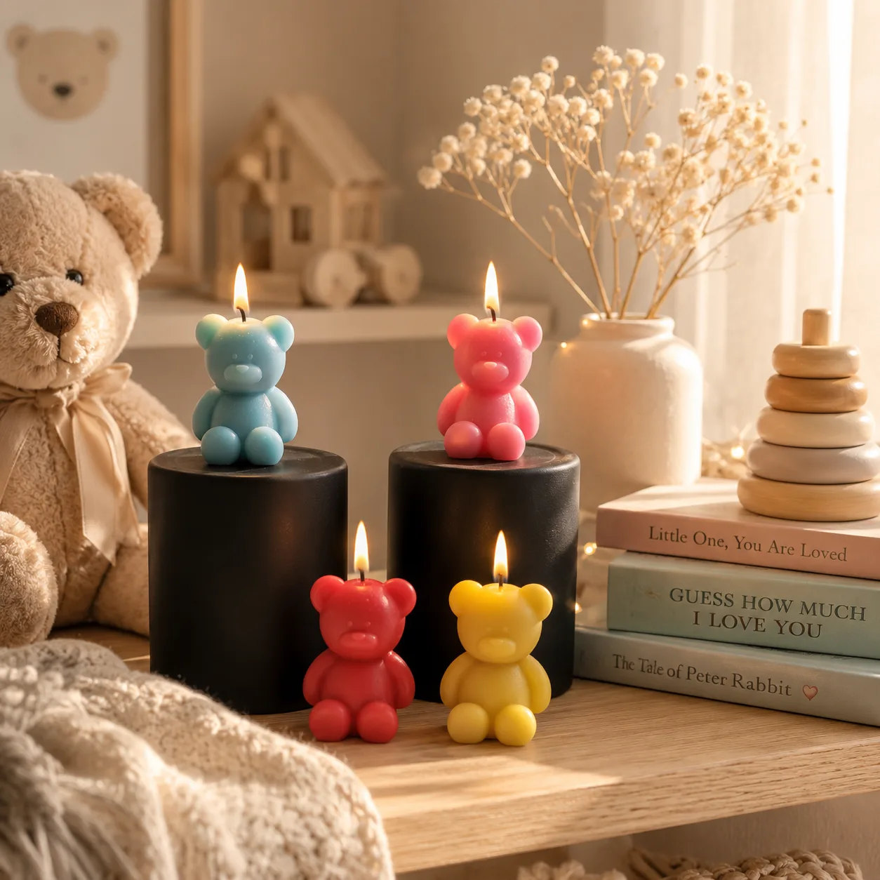 Handmade Teddy Bear Scented Soy Wax Candle 2pc