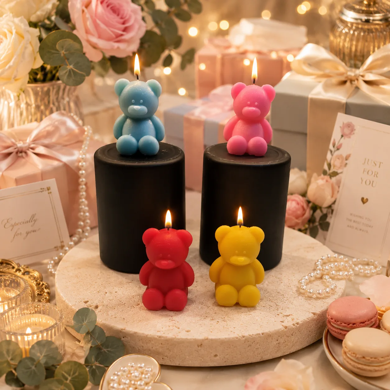 Handmade Teddy Bear Scented Soy Wax Candle 2pc