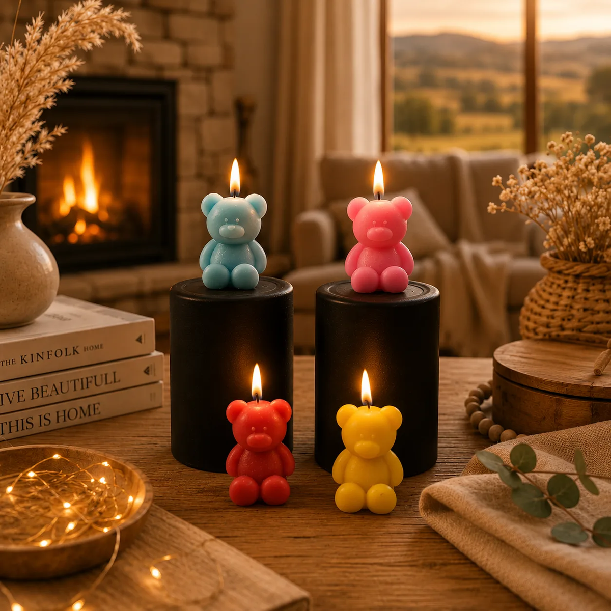 Handmade Teddy Bear Scented Soy Wax Candle 2pc
