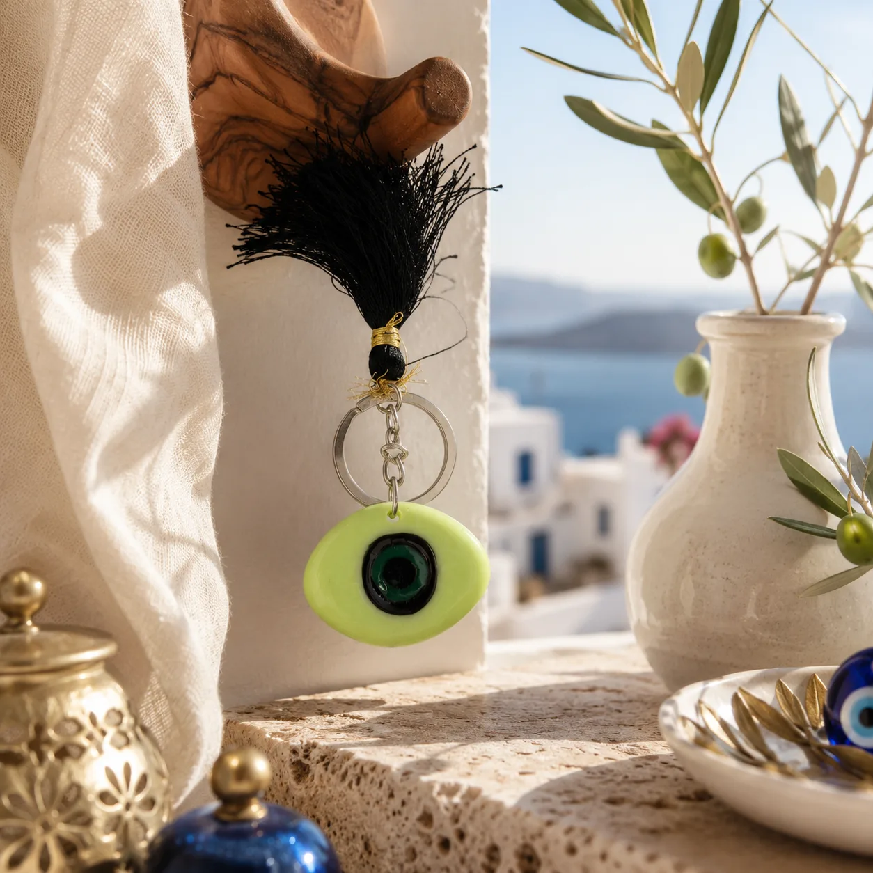 Handmade Resin Evil Eye Keychain