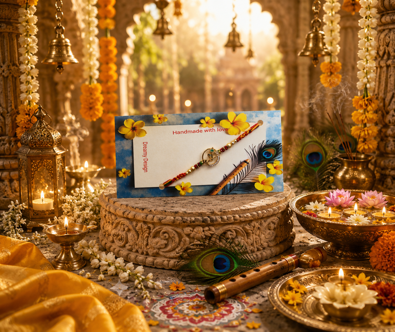 Handmade Krishna Rakhi for Brother pack of 2
