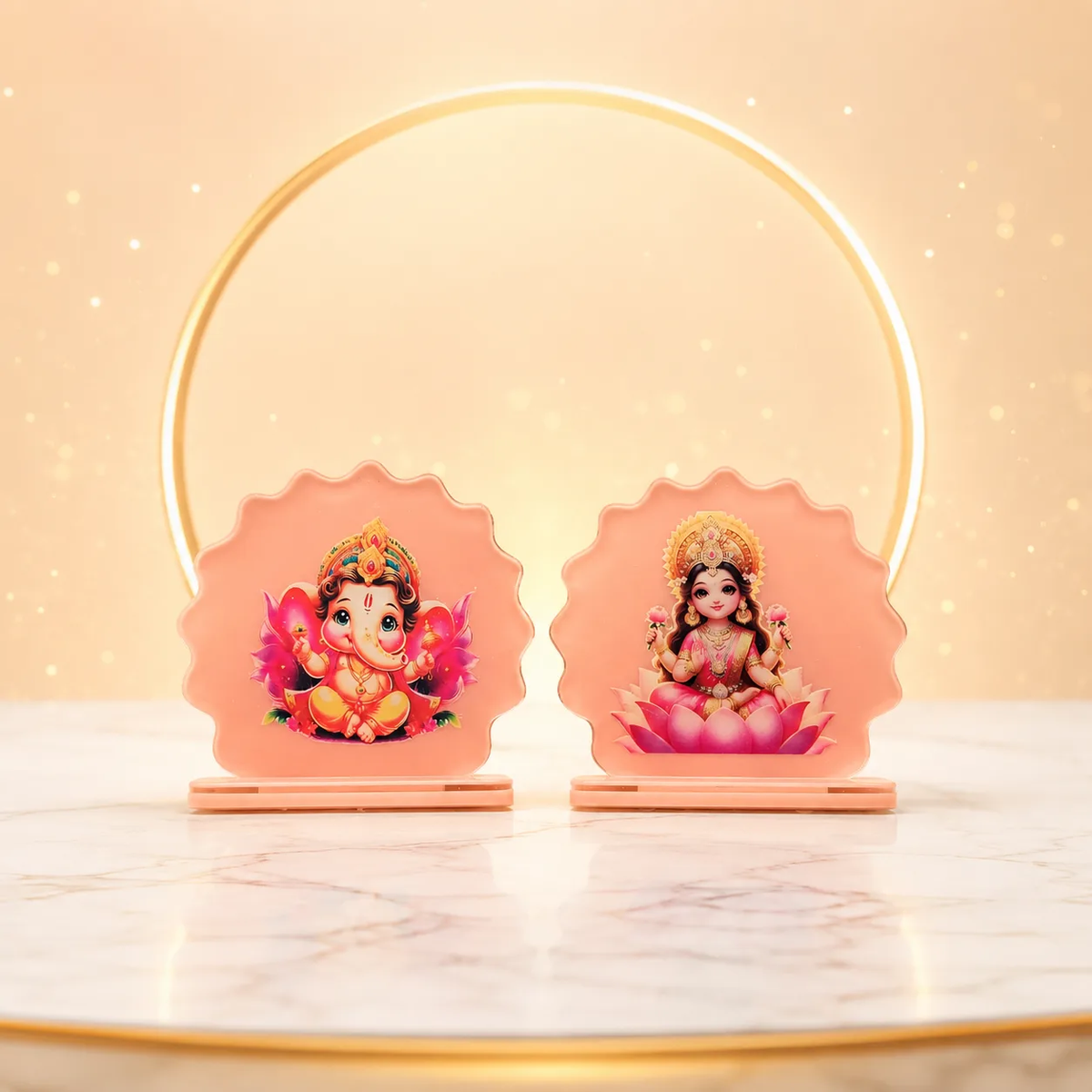 Handcrafted Ganesha & Goddess Lakshmi Car Dashboard Idol Set