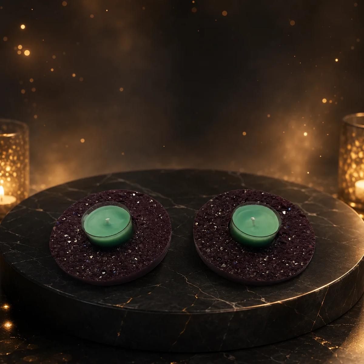 Handmade Glitter Tealight Candle Holder Set