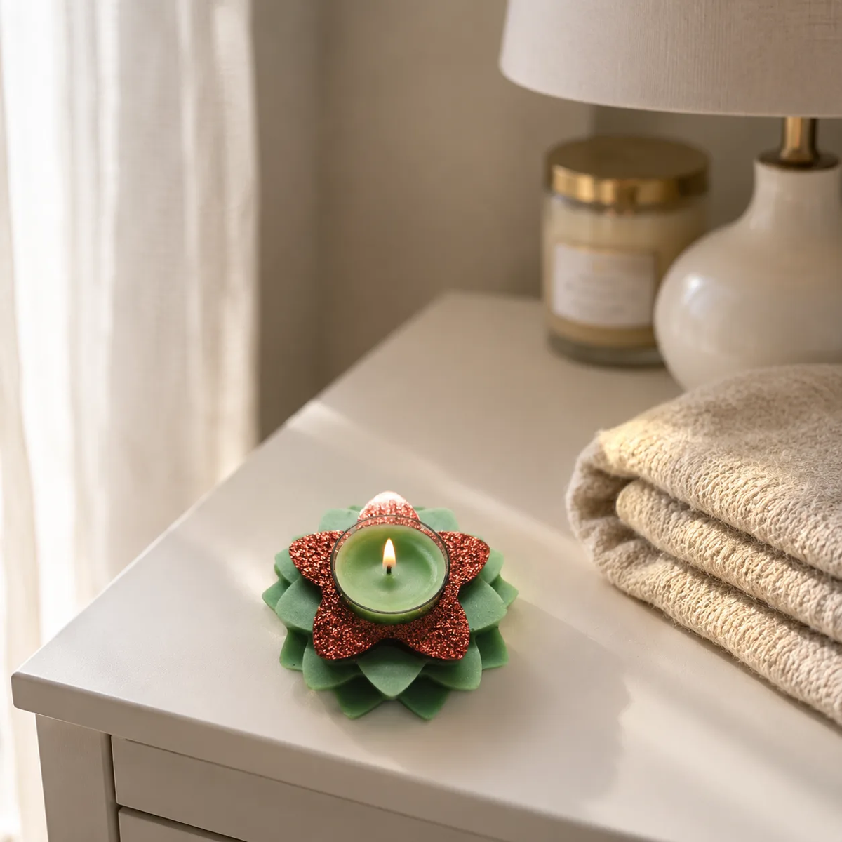 Handmade Lotus Tealight Candle Holder