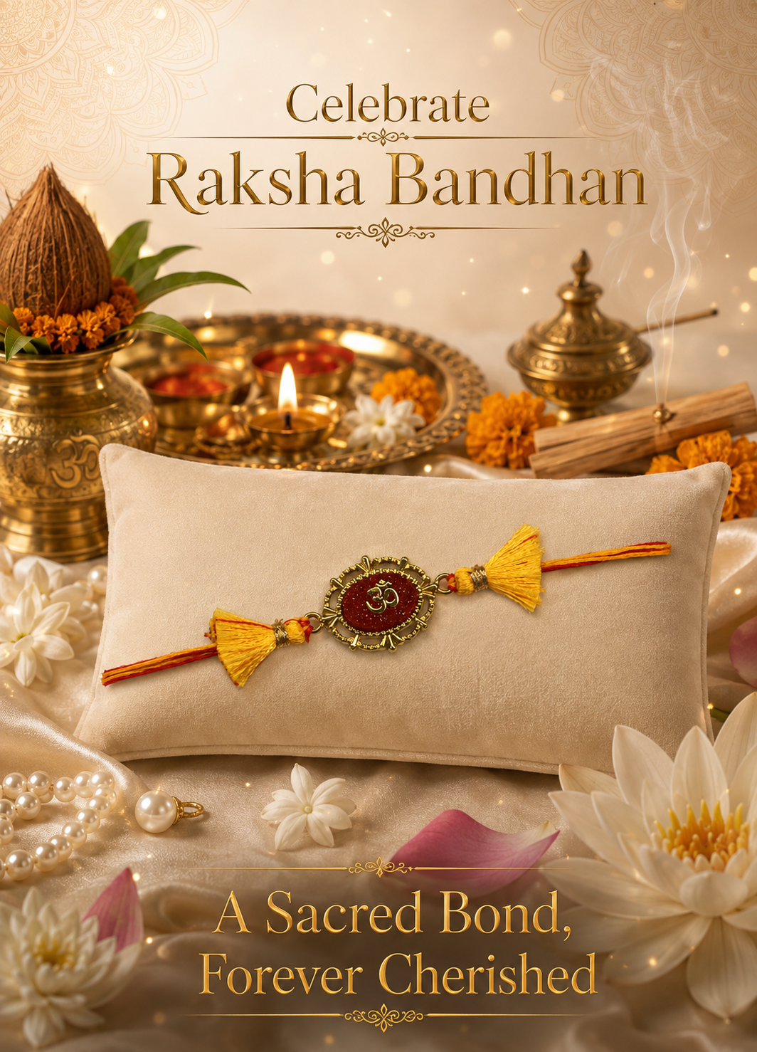 Premium Designer Raksha Bandhan Rakhi with Om Charm & Tassel