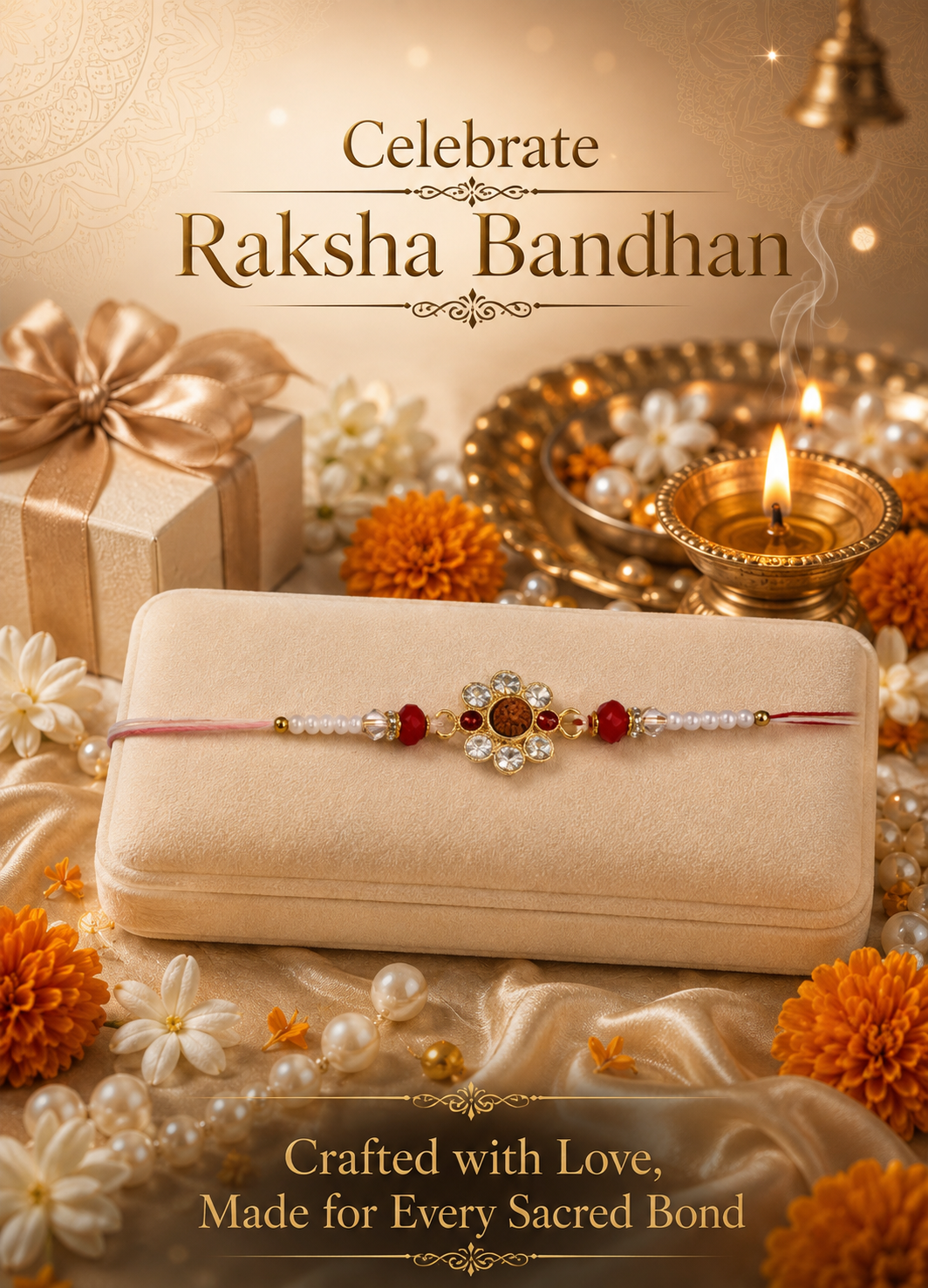 Handmade Rudraksha Rakhi for Brother