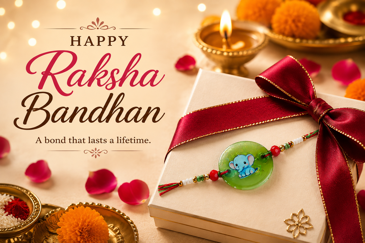 Handmade Baby Elephant Resin Rakhi for Kids