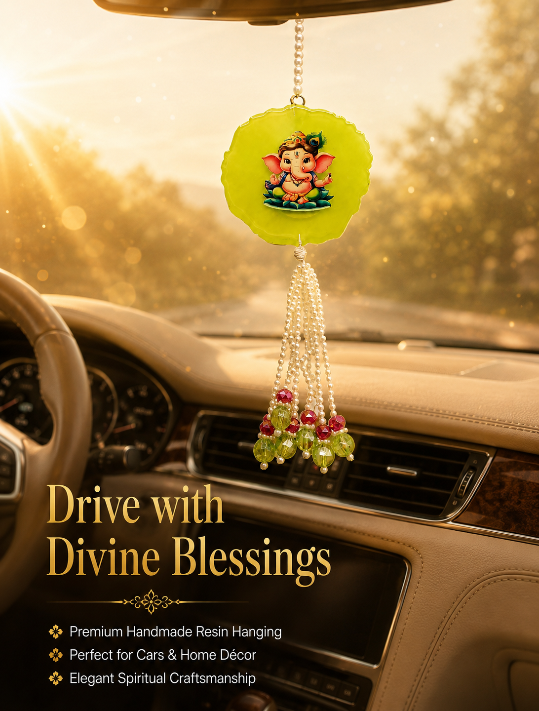 Handmade Resin Ganesha Car Hanging