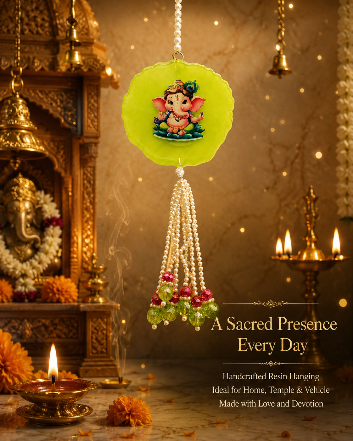 Handmade Resin Ganesha Car Hanging