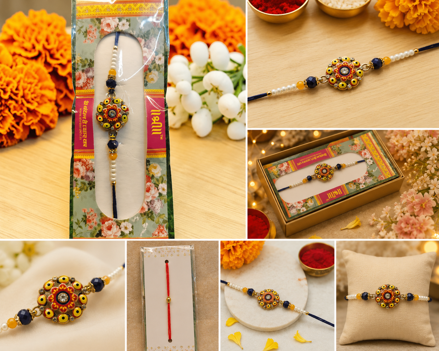 Premium Designer Evil Eye Floral Rakhi