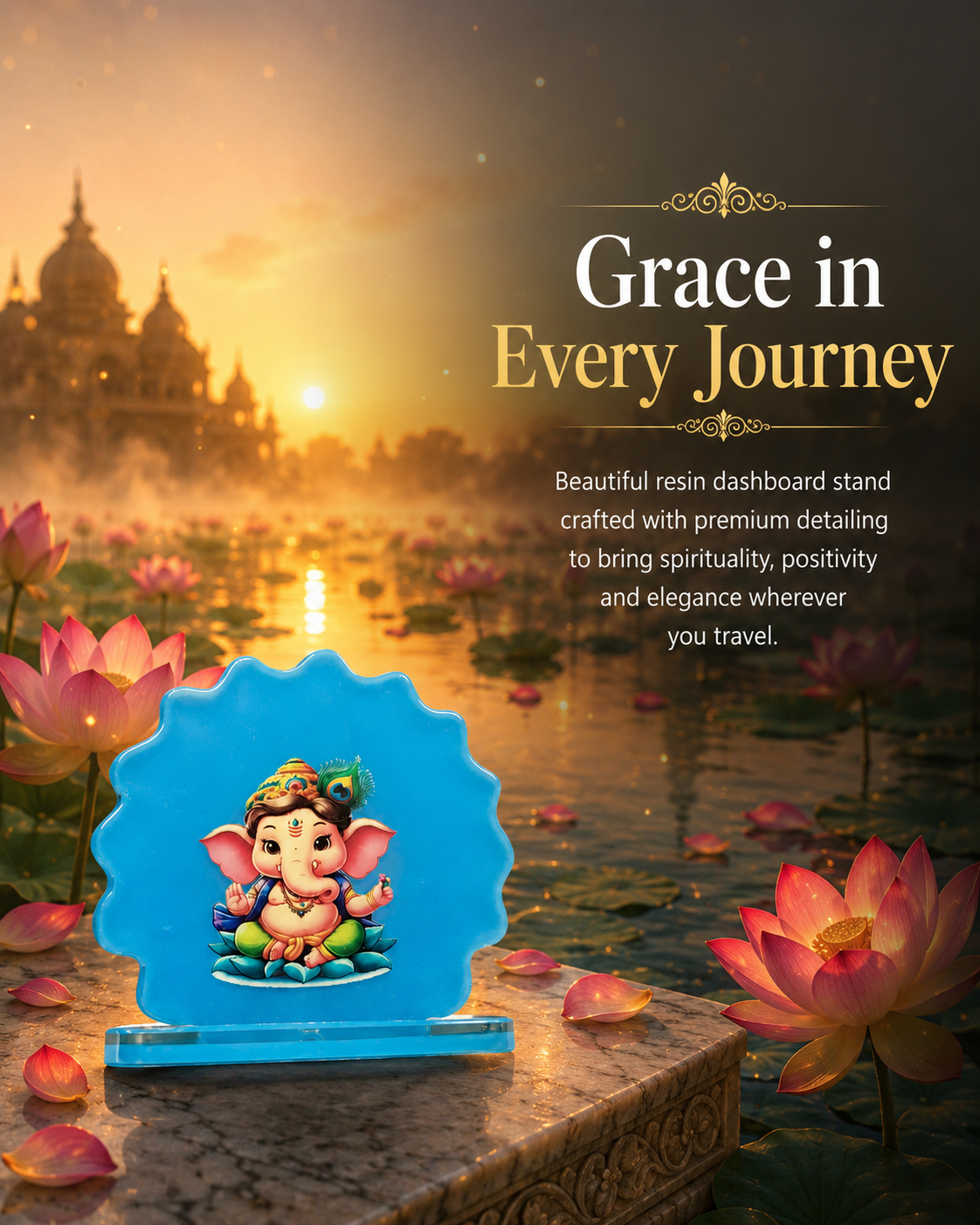 Handcrafted Ganesha Car Dashboard Idol Set