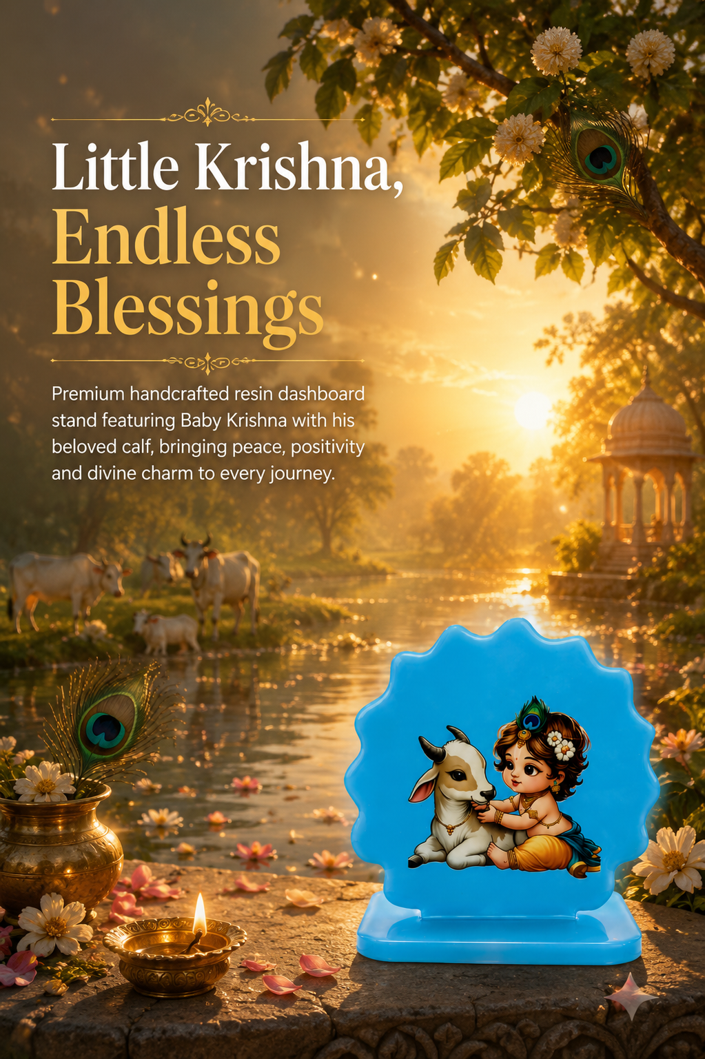 Handmade Resin Baby Krishna Car Dashboard Idol
