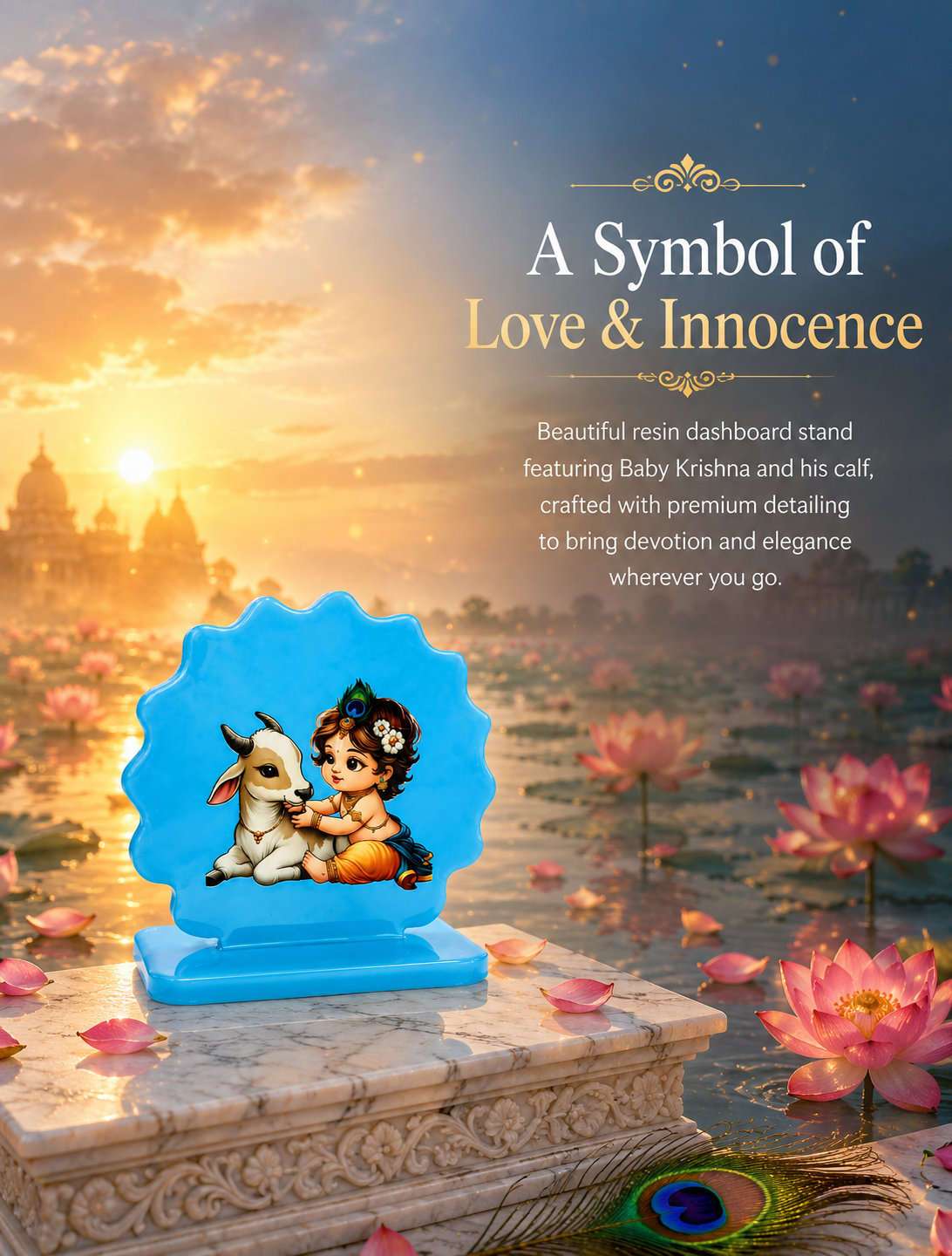 Handmade Resin Baby Krishna Car Dashboard Idol