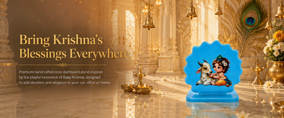Handmade Resin Baby Krishna Car Dashboard Idol