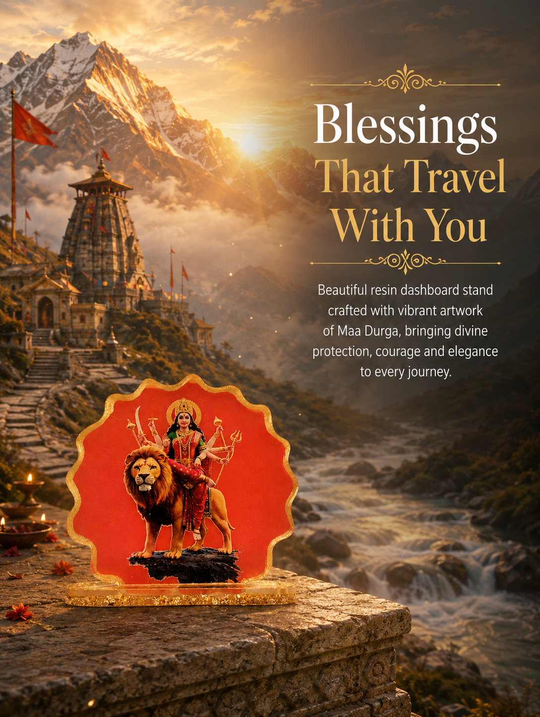 Handcrafted Goddess Durga Car Dashboard Idol Set