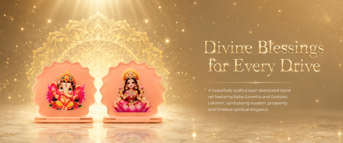 Handcrafted Ganesha & Goddess Lakshmi Car Dashboard Idol Set