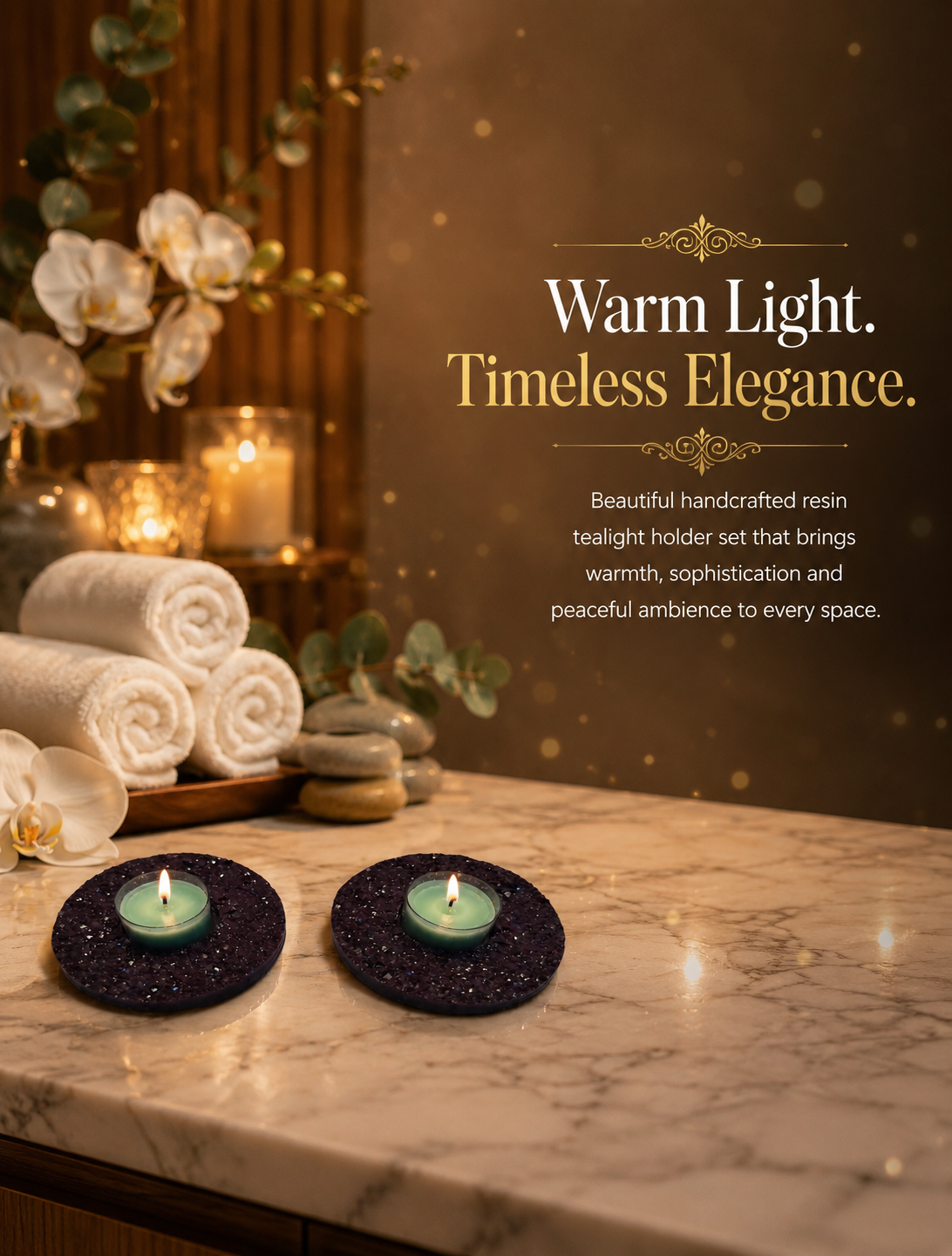 Handmade Glitter Tealight Candle Holder Set