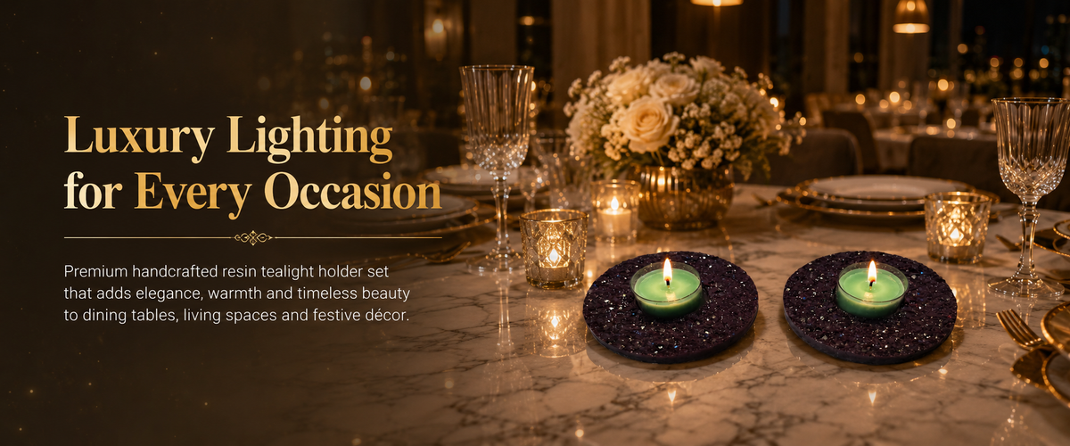 Handmade Glitter Tealight Candle Holder Set