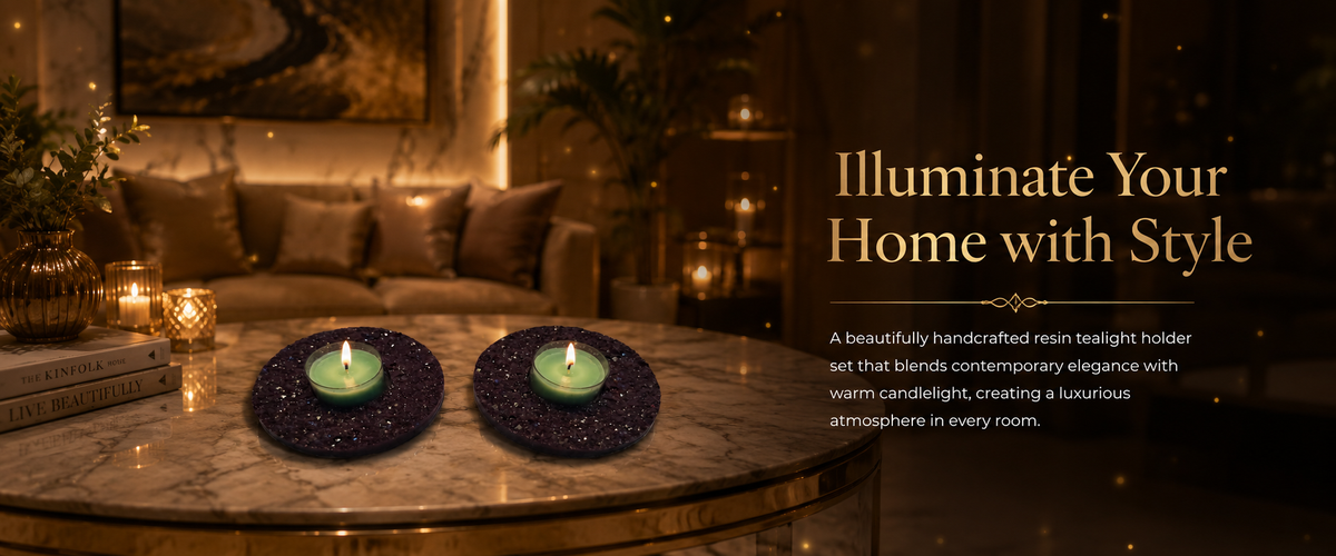 Handmade Glitter Tealight Candle Holder Set