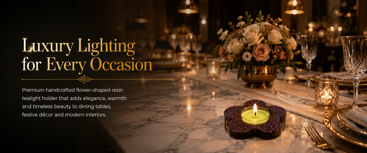Handmade Glitter Flower Tealight Candle Holder