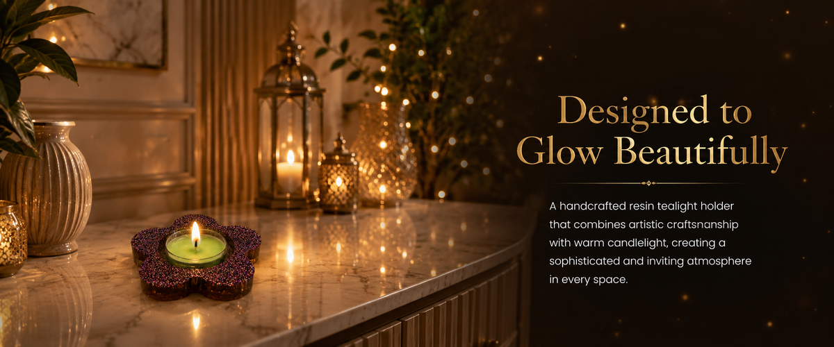 Handmade Glitter Flower Tealight Candle Holder