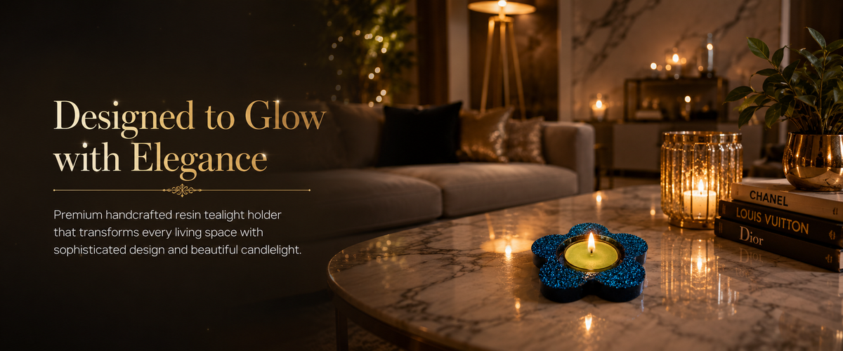 Handmade Glitter Flower Tealight Candle Holder –