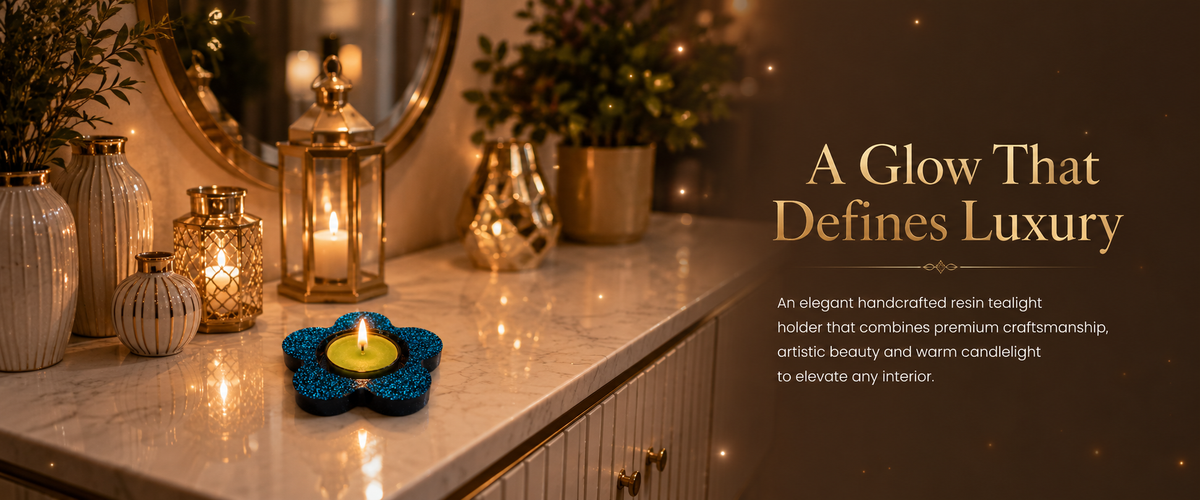 Handmade Glitter Flower Tealight Candle Holder –