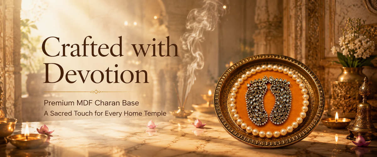 Handcrafted Shree Charan Paduka with Pearl Base – Decorative Puja & Spiritual Home Décor