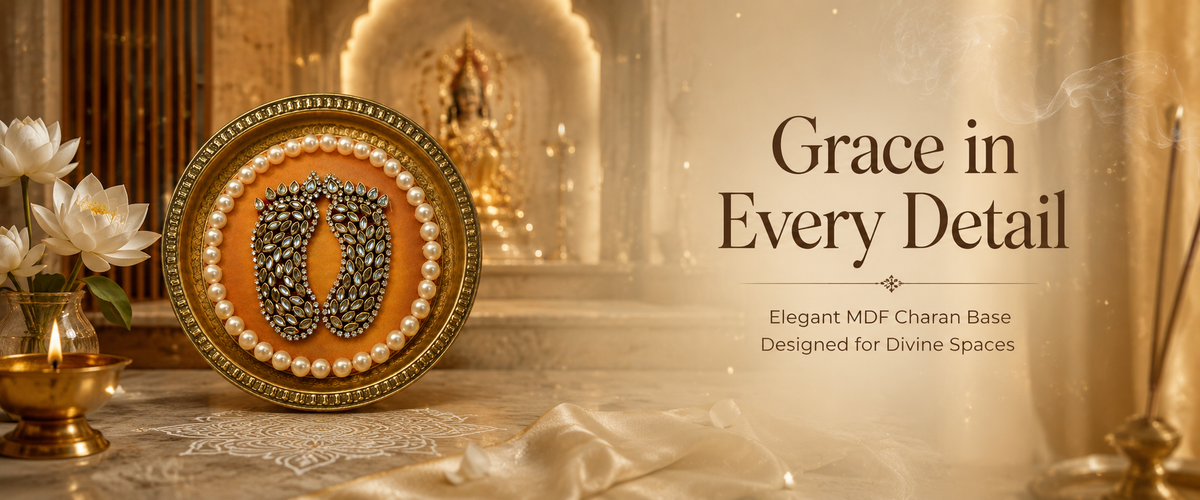 Handcrafted Shree Charan Paduka with Pearl Base – Decorative Puja & Spiritual Home Décor
